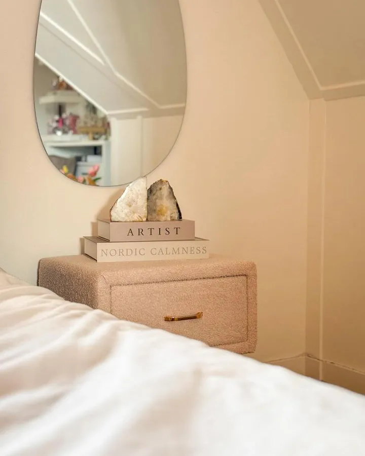 1 Drawer Bedside Table FLAYAT Boucle Beige_937769