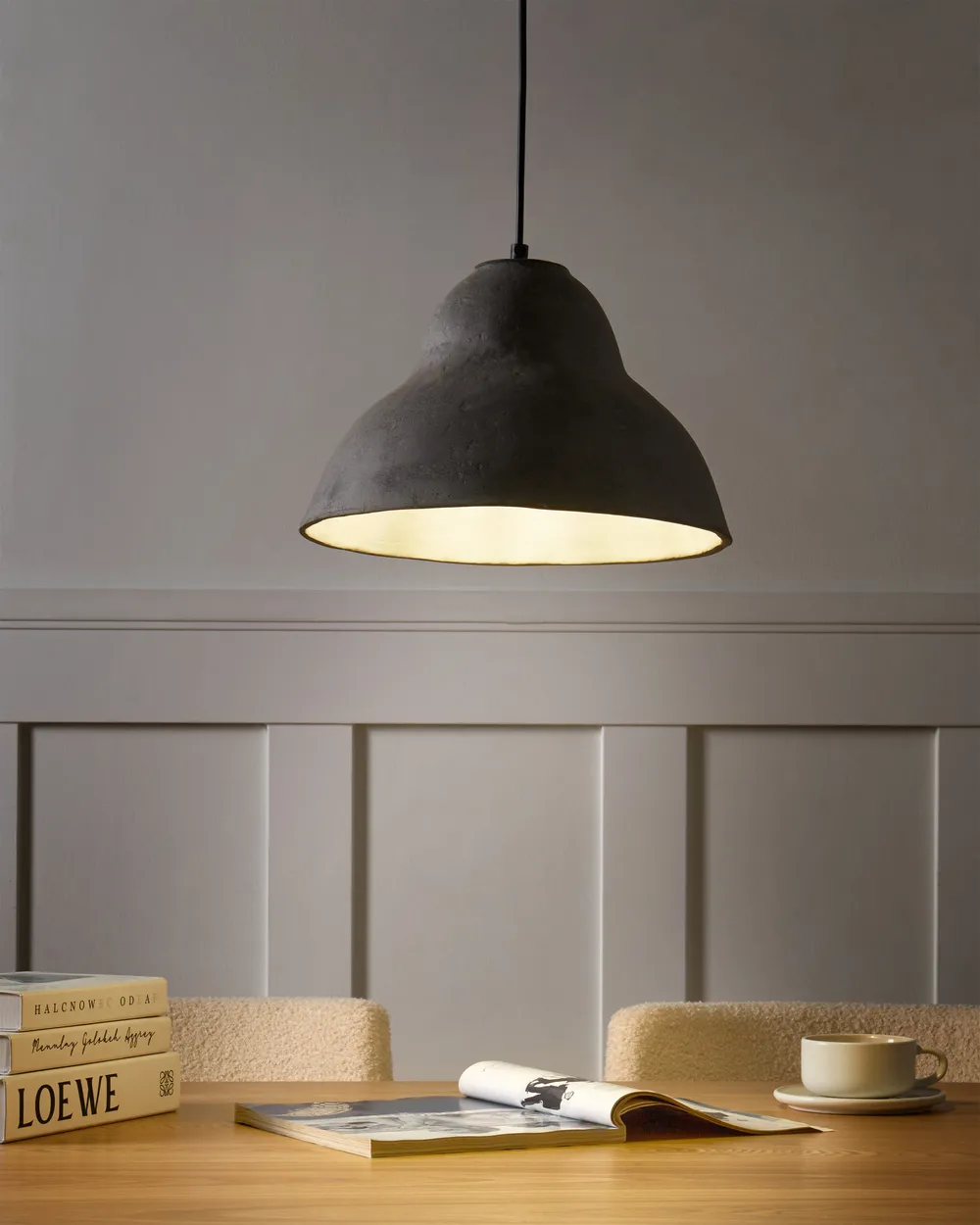 Pendant Lamp KABALEBO Papier-Mâché Grey