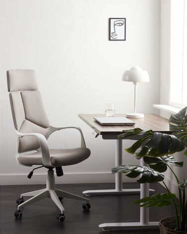 Swivel Office Chair Taupe and White DELIGHT