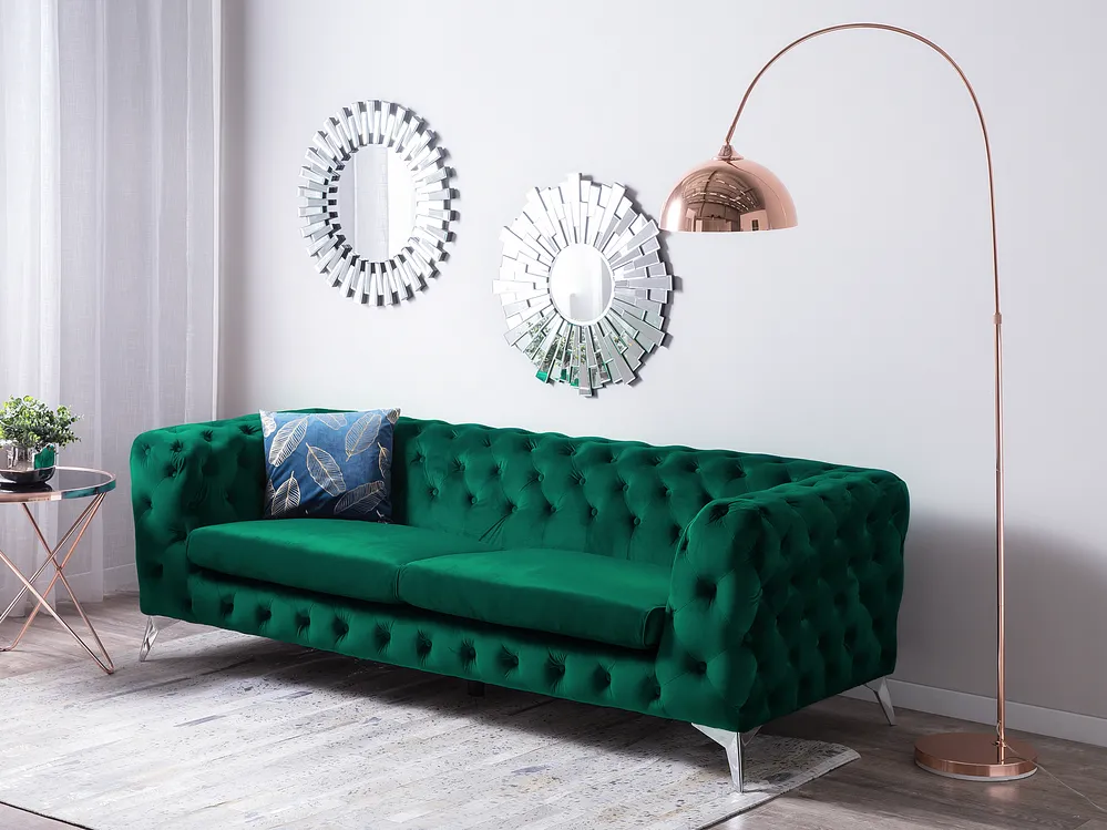 Sofa dla 3 osób SOTRA Welur Szmaragdowy