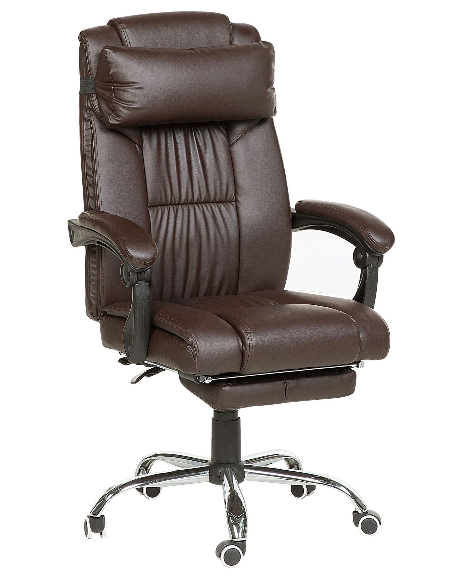 Silla de oficina en piel sintética marrón oscuro LUXURY_744081