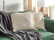 Set di 2 cuscini BESHAM 45 x 45 cm Cotone Beige chiaro Trama geometrica_904588
