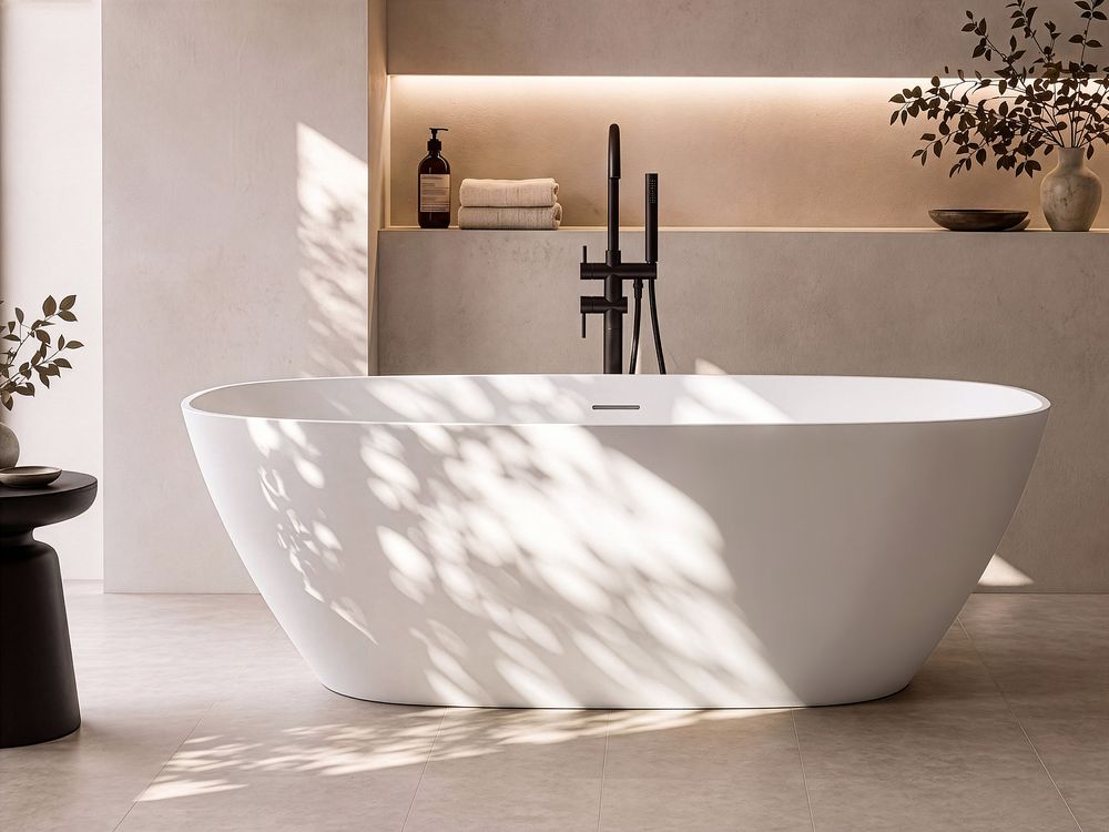 Baignoire îlot SELLA 170 x 72 cm Surface solide Blanc