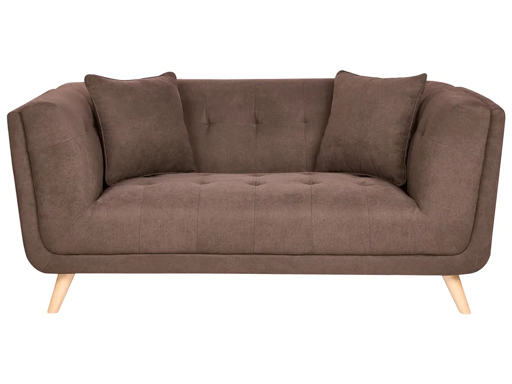 Sofa 2 Seater HABO with Ottoman Fabric Dark Brown_1077318