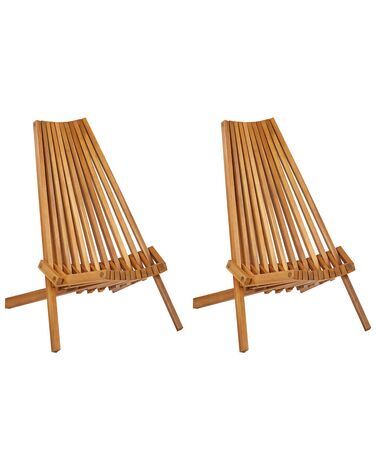 Sada 2 skládacích zahradních židlí z akáciového dřeva BELLANO