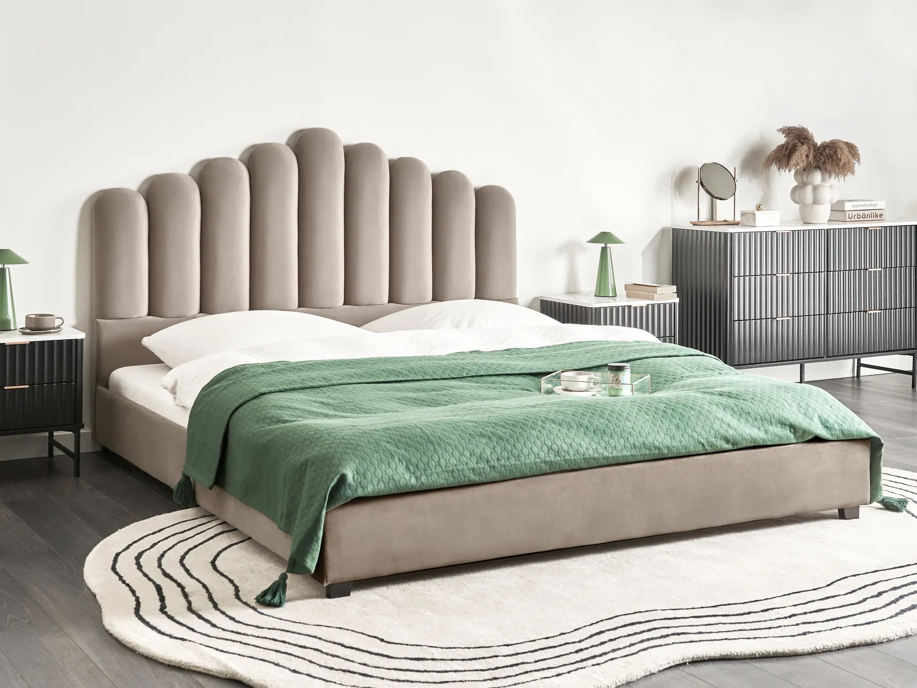 Bed Velvet VINCENNES 180 x 200 cm (EU Super King) Taupe_974819