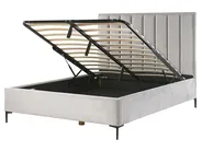 Schlafzimmer Set SEZANNE Samtstoff Hellgrau 160 x 200 cm_795640