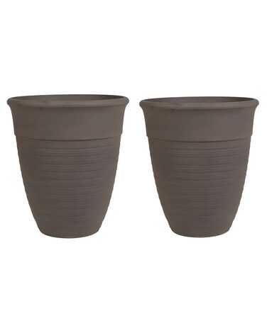 Set of 2 Plant Pots ⌀ 43 cm Brown KATALIMA