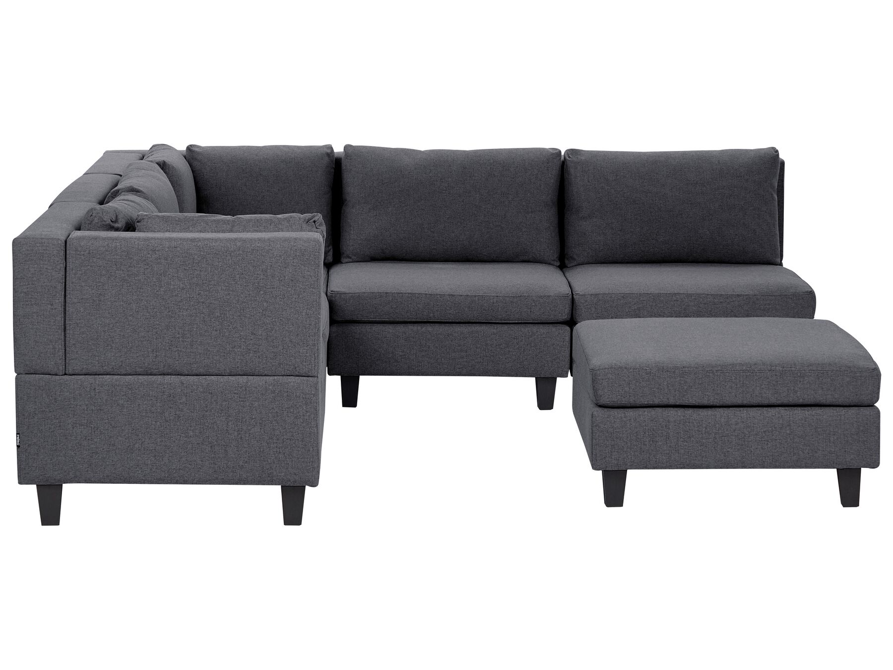 5 Seater Right Hand Modular Fabric Corner Sofa with Ottoman Dark Grey UNSTAD_924657