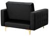 Conjunto de sofás reclináveis com 5 lugares em veludo preto ABERDEEN_857394