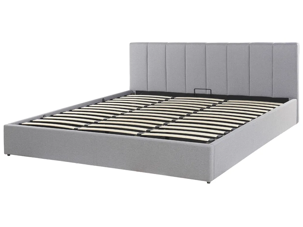 Ottoman Bed DREUX Fabric Light Grey 180 x 200 cm (EU Super King)_793240