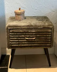 1 Drawer Bedside Table FLAYAT Corduroy Green_1062155