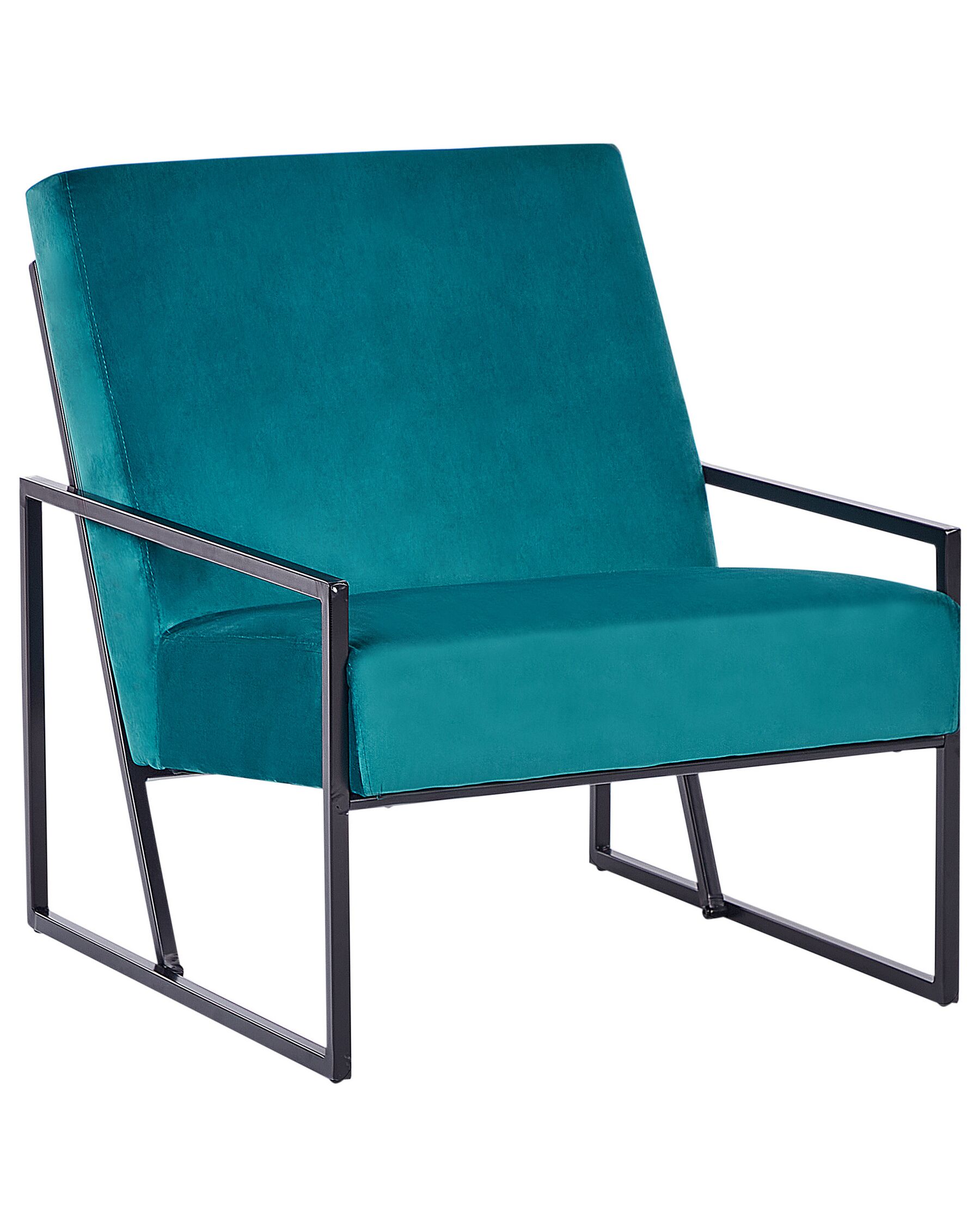 Fauteuil en velours bleu paon DELARY_934749