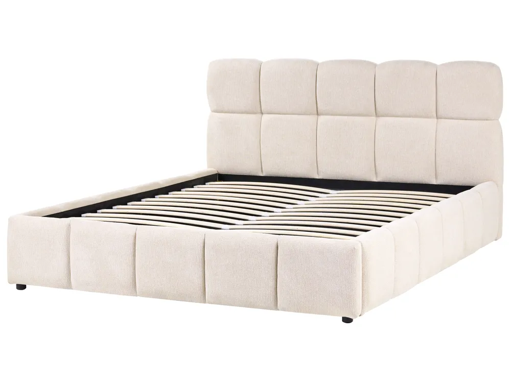 Sommier com arrumação NOYON Tecido Creme claro 160 x 200 cm_1056106