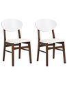 Set of 2 Dining Chairs AMERY Wood Off-White/ Dark Brown