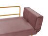 Sofa rozkładana welurowa różowa SAARELA_932741