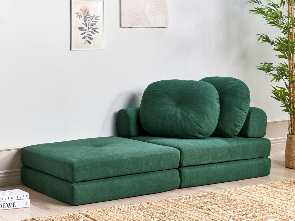 Fabric Single Sofa Bed Dark Green OLDEN Beliani