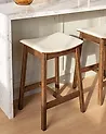 Set of 2 Bar Stools DIXON Wood Off-White/ Dark Brown
