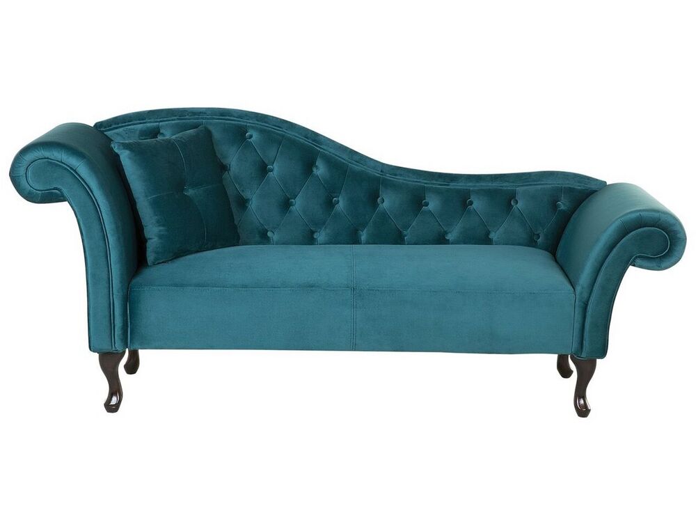 Chaise longue izquierda LATTES Terciopelo Verde azulado