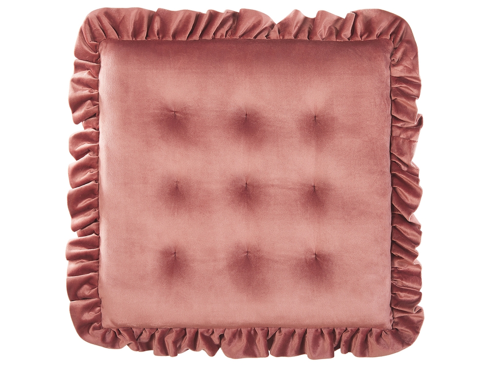 Pink velvet floor cushion top