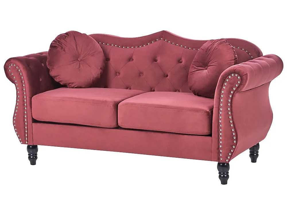 Sofa dla 2 osób SKIEN II Welur Bordowy_1171134