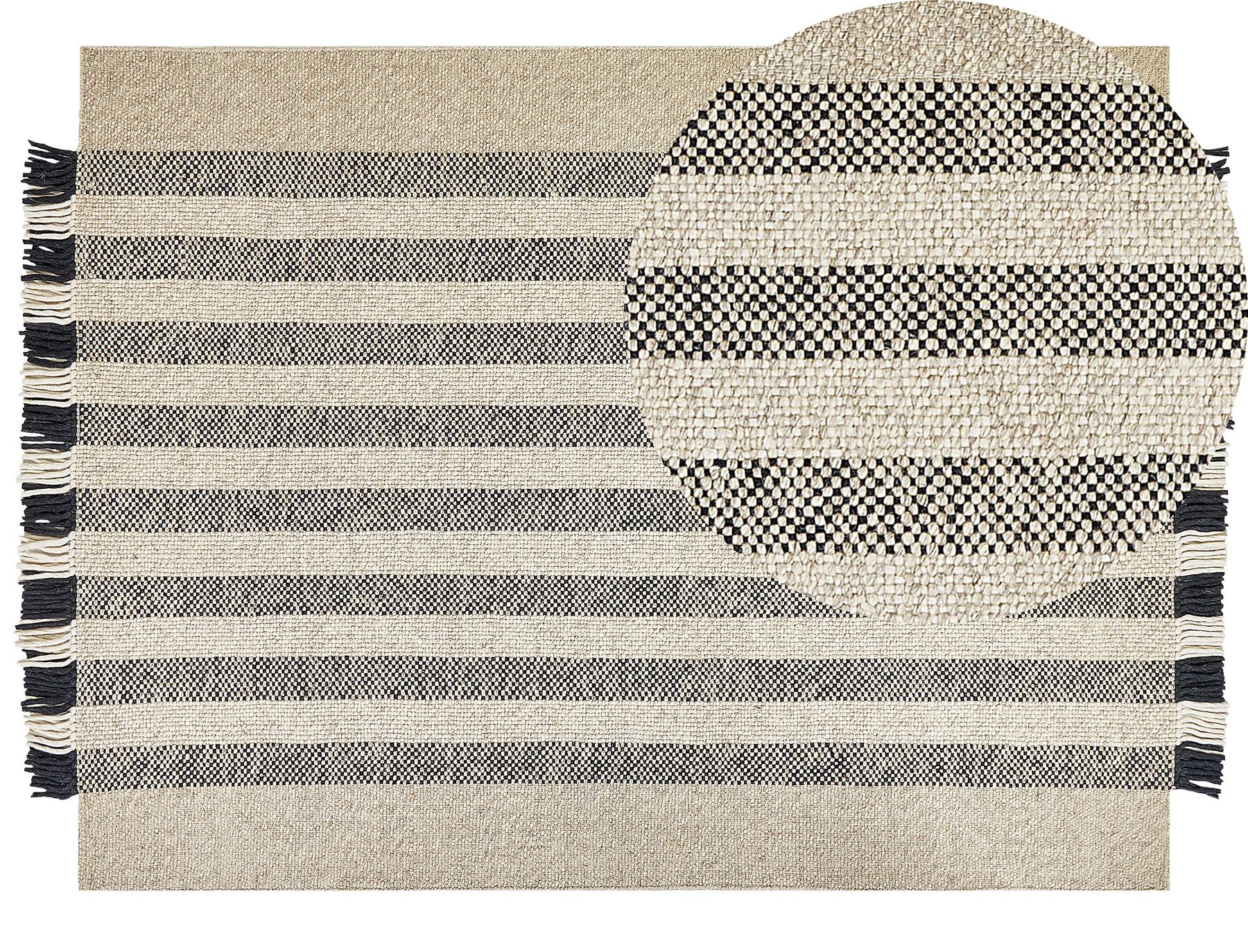 Vlněný koberec 160 x 230 cm černý/krémově bílý TACETTIN_847217