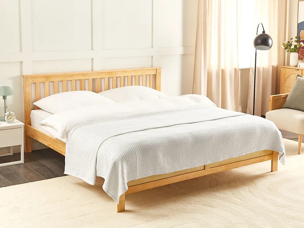 Bedspread RAGALA Cotton 200 x 220 cm Light Beige_1184941