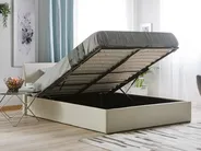 Bett mit Stauraum ORBEY Stoff Hellbeige 160 x 200 cm_731187