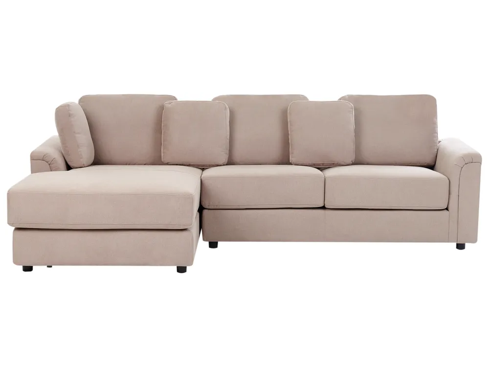 Corner Sofa 4 Seater KOHLO with Ottoman Fabric Taupe Right Hand_945123