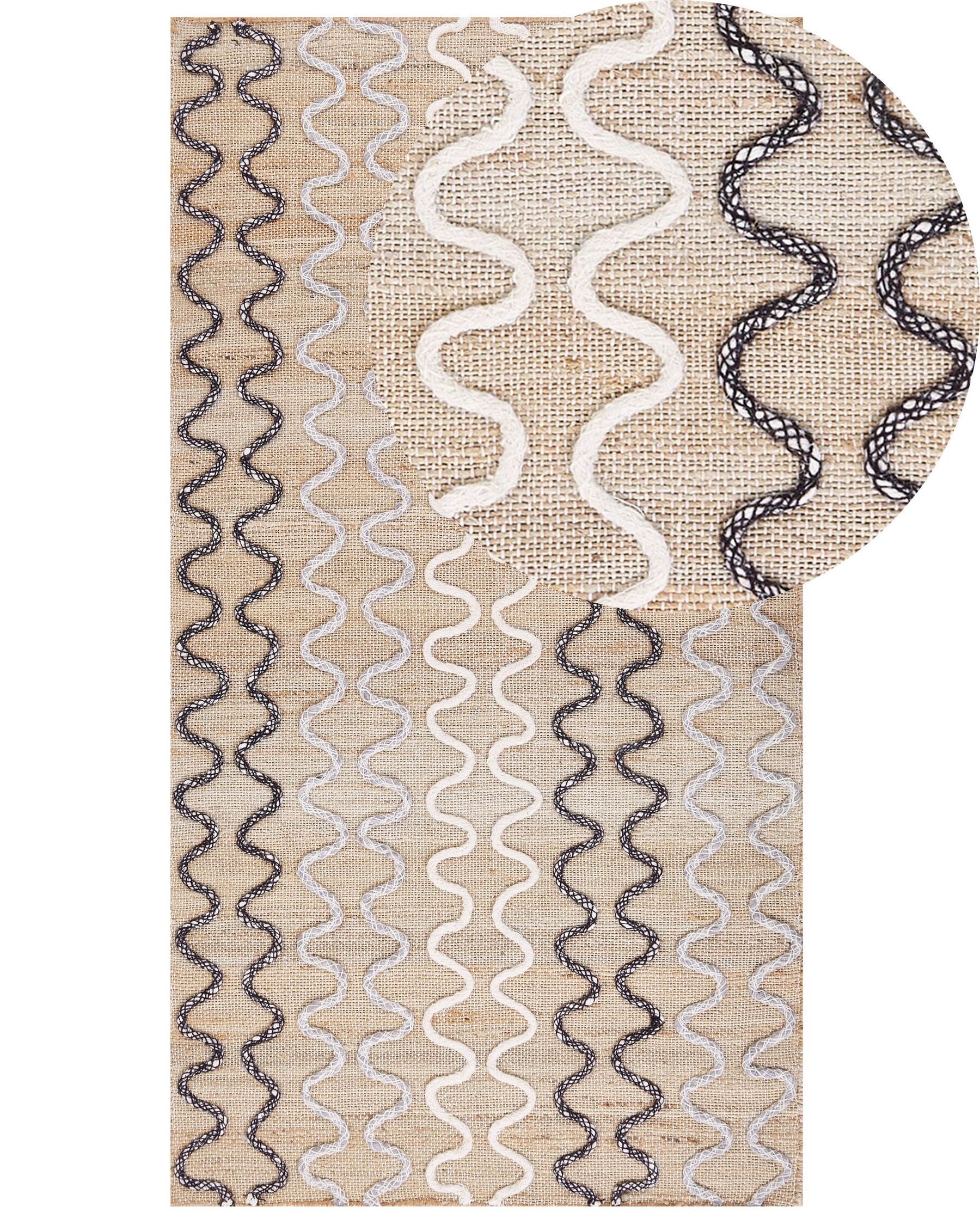 Teppich Jute beige 80 x 150 cm geometrisches Muster Kurzflor SOGUT_852347