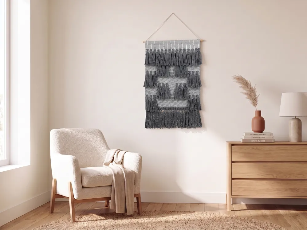 Makrama ścienna JIWA Bawełna 106 cm Szary