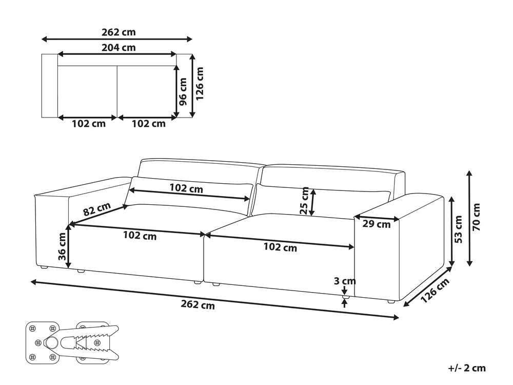 Modular Sofa 2 Seater HELLNAR Fabric Grey_911707