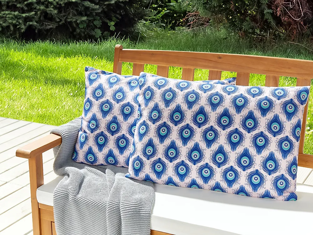 Set of 2 Outdoor Cushions CERIANA Animal Pattern 40 x 60 cm Blue_1182676