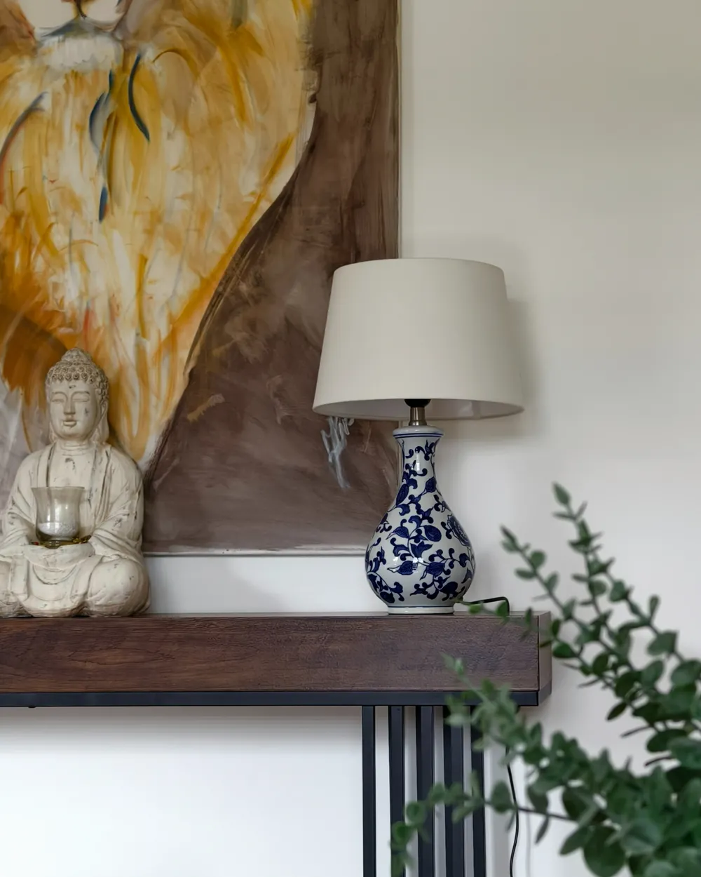Table Lamp CARMEN Porcelain White/ Blue_977666