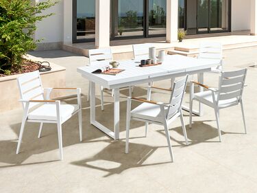 6 Seater Aluminium Garden Dining Set White VALCANETTO/TAVIANO