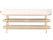 2 Tier Shoe Bench VERGENNES Velvet Beige_1186272