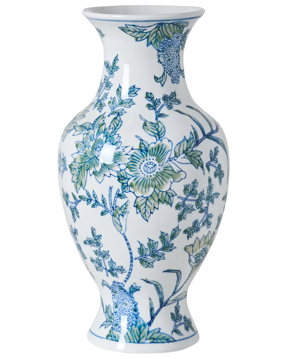 Wazon na kwiaty LLANES 36 cm Porcelana Biały/ niebieski