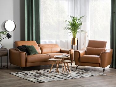 Leather Living Room Set Golden Brown NARWIK