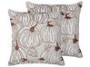 Set di 2 cuscini decorativi velluto beige marrone e bianco 45 x 45 cm GOURD_830186