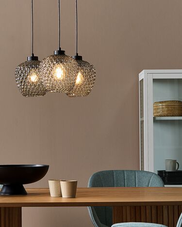 3 Light Glass Pendant Lamp Grey SHERRY