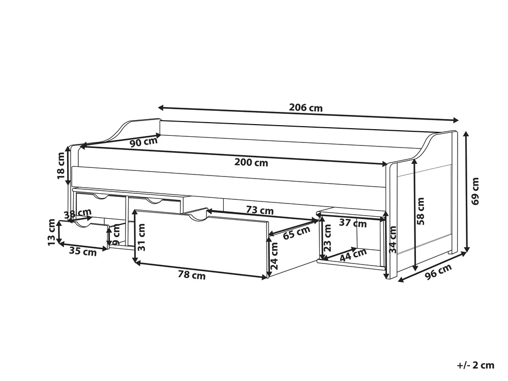 Daybed with Storage Pine Wood ROYVILLE 90 x 200 cm (EU Single) White_936580