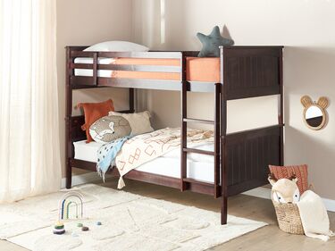 Wooden EU Single Size Bunk Bed Dark ALBON