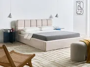 Ottoman Bed BASTON Fabric Light Beige 160 x 200 cm (EU King Size)_1055387