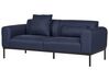 Faux Linen/Faux Leather Living Room Set Dark Blue and Brown MALMOS _931641