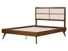 Bett dunkler Holzfarbton / hellbeige Lattenrost 160 x 200 cm POISSY_927885