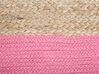 Jute Woven Pouffe Pink KIRAMA_728816