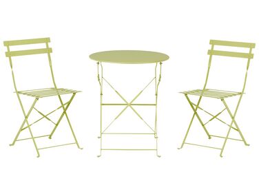 Salon de jardin bistrot table et 2 chaises en acier vert citron FIORI