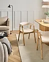 Set of 2 Dining Chairs MYLO Fabric Light Brown/ Off-White