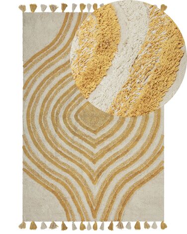 Teppich Baumwolle beige / gelb 160 x 230 cm abstraktes Muster BINGOL