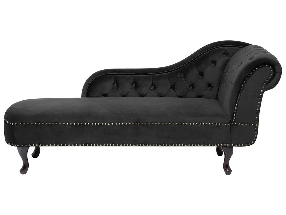 Right-Hand Chaise Longue NIMES Velvet Black